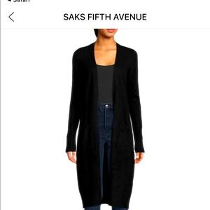 Saks 5th Avenue Duster Cashmere Cardigan Black